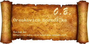 Oreskovics Bozsóka névjegykártya